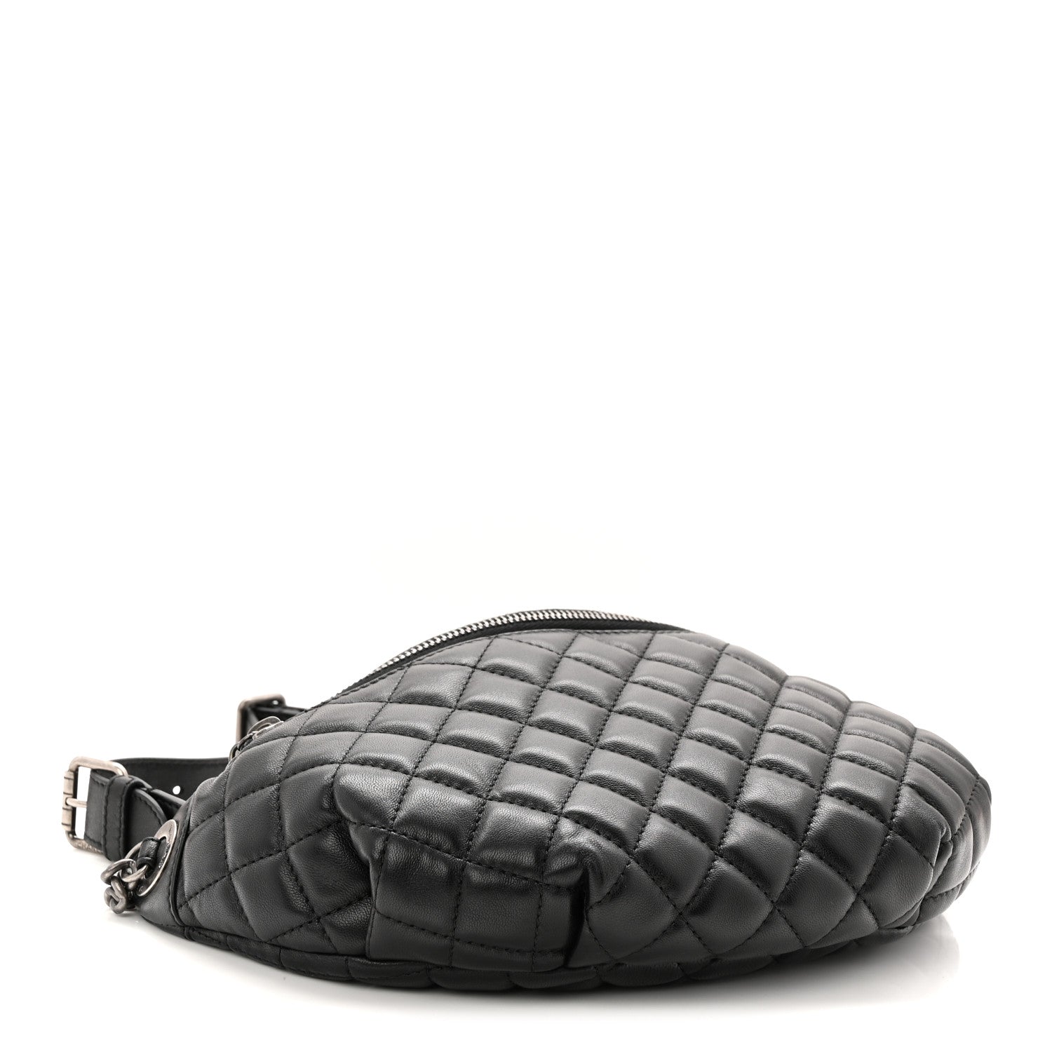 Chanel Lambskin Quilted Banane Waist Bag Fanny Pack Black