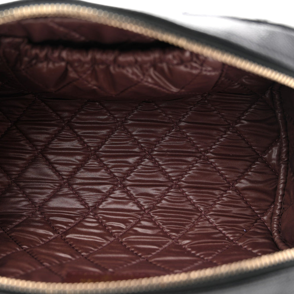 Caviar Quilted Double Zip Pouch Cosmetic Case Black