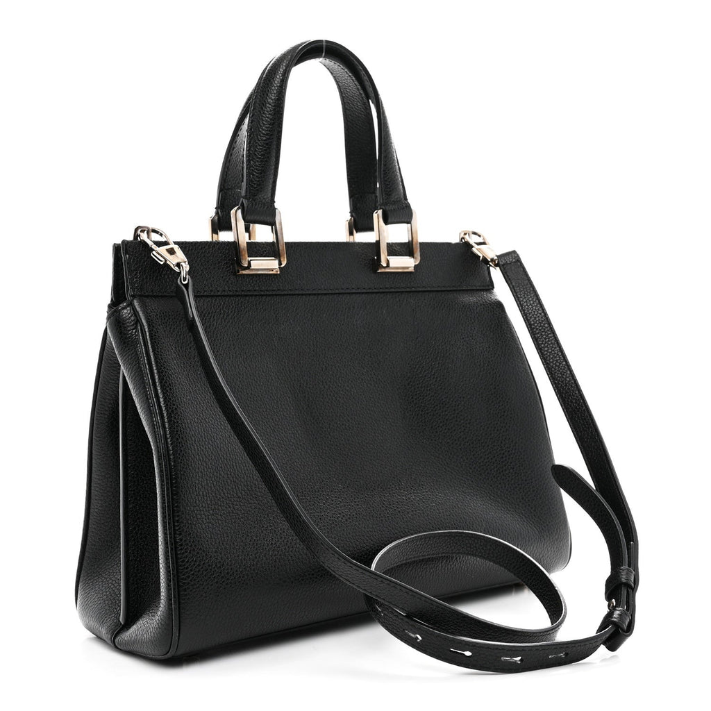 Gucci Grainy Calfskin Small Zumi Top Handle Bag Black