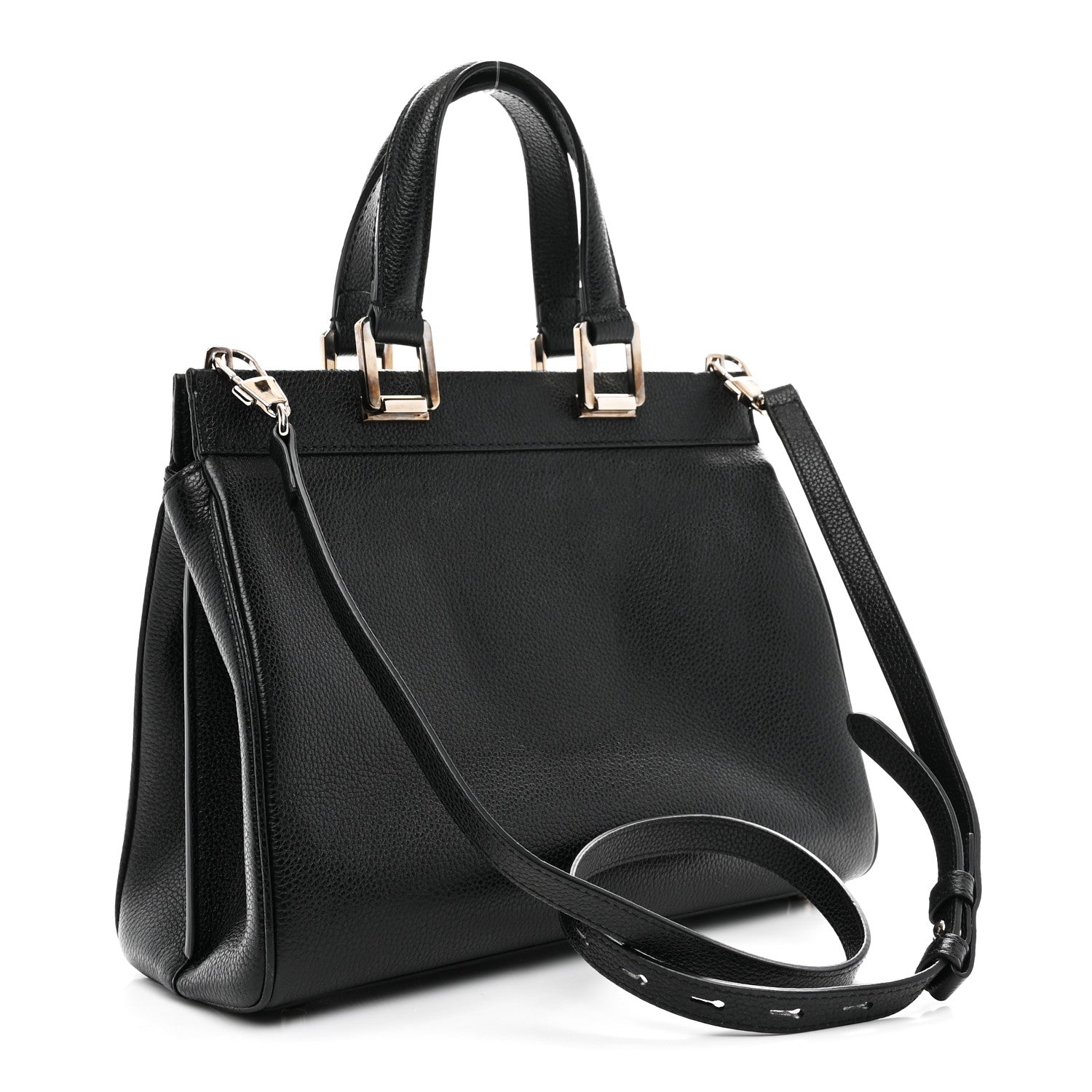 Gucci Grainy Calfskin Small Zumi Top Handle Bag Black