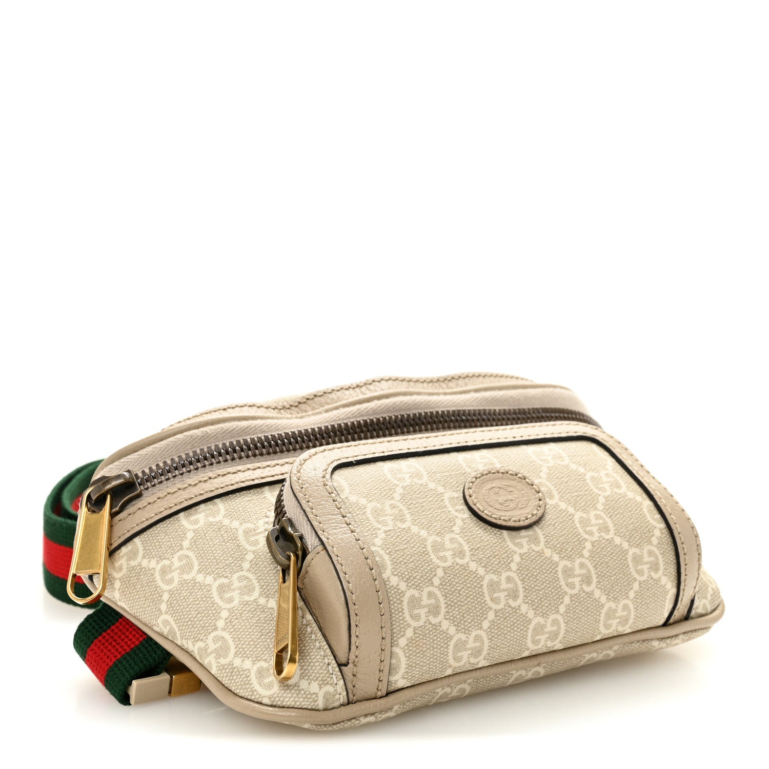Gucci GG Supreme Monogram Textured Calfskin Web Retro Interlocking G Belt Bag Beige Mystic White Oatmeal