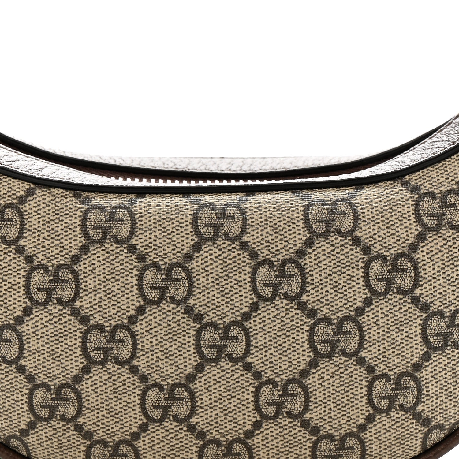 Gucci GG Supreme Monogram Textured Calfskin Web Mini Ophidia Half Moon Hobo Beige Ebony New Acero