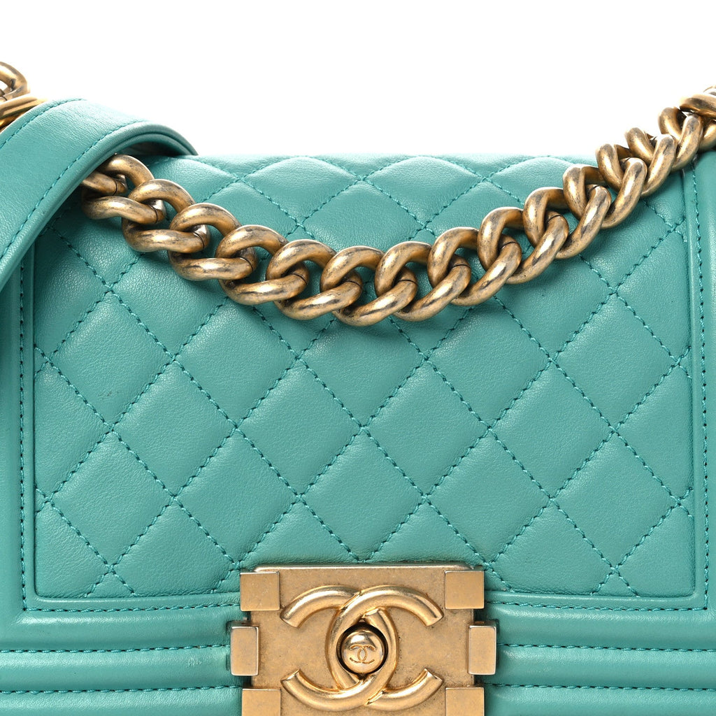 Chanel Lambskin Quilted Small Boy Flap Dark Turquoise