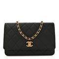 Chanel Caviar Quilted CC Turnlock Charm Wallet On Chain WOC Black