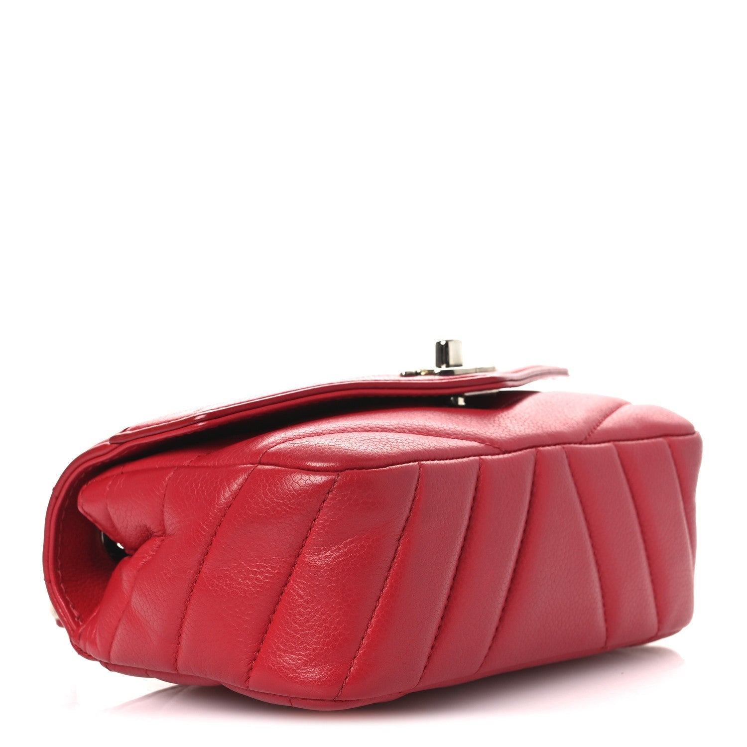 Chanel Caviar Chevron Quilted Small Single Flap Red