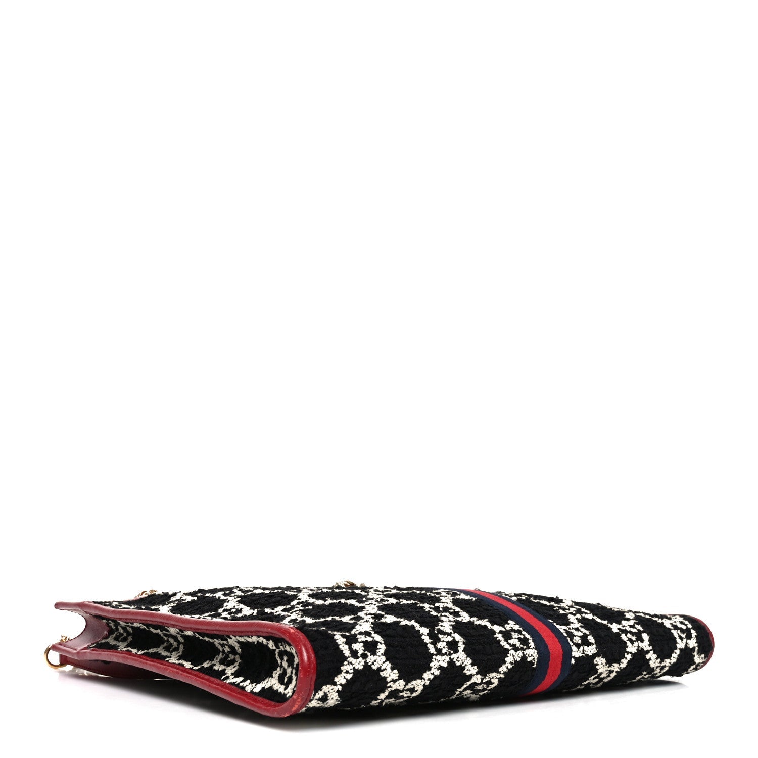 Gucci Tweed GG Monogram Large Rajah Chain Tote Romantic Cherry Black White