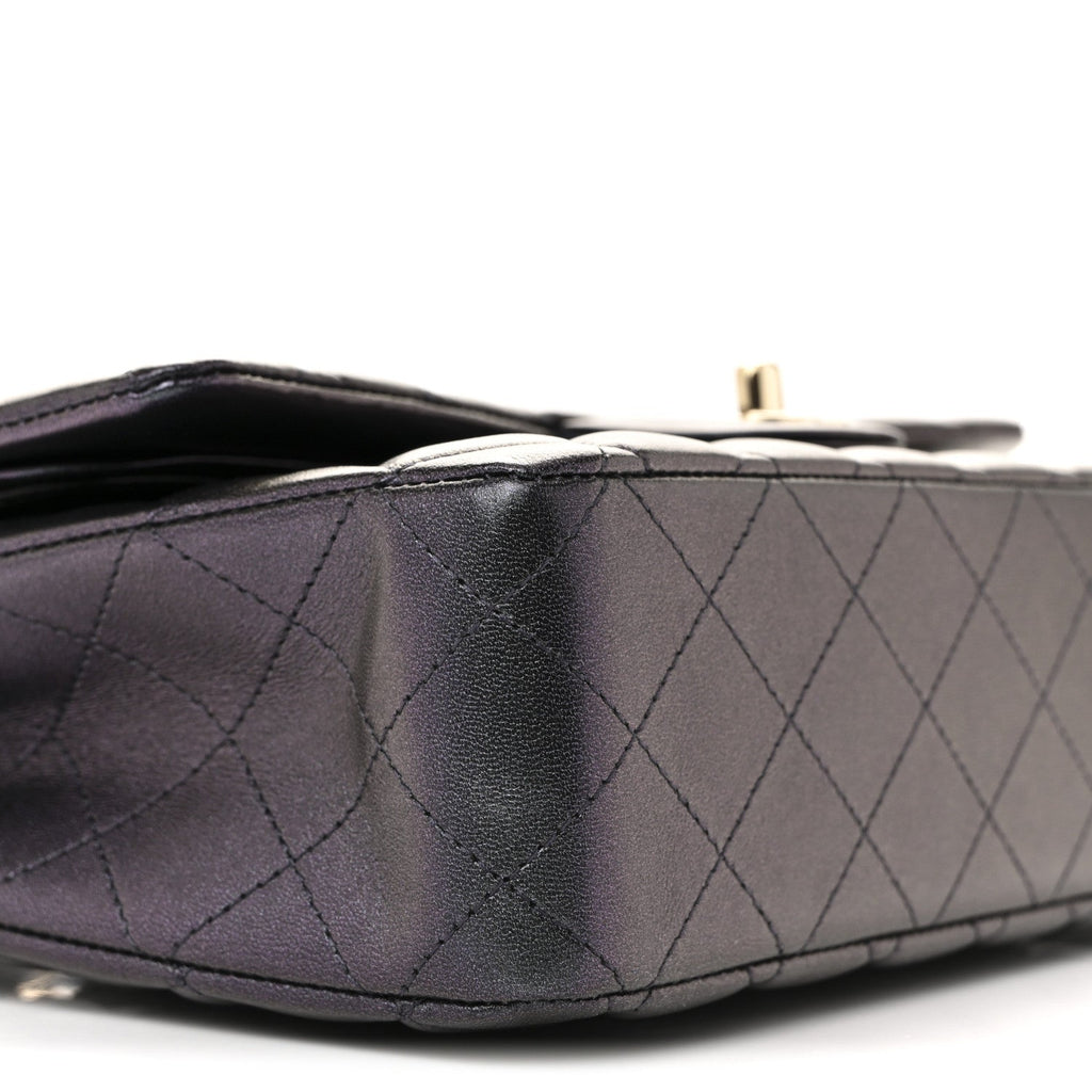 Chanel Iridescent Lambskin Quilted Medium Double Flap Black