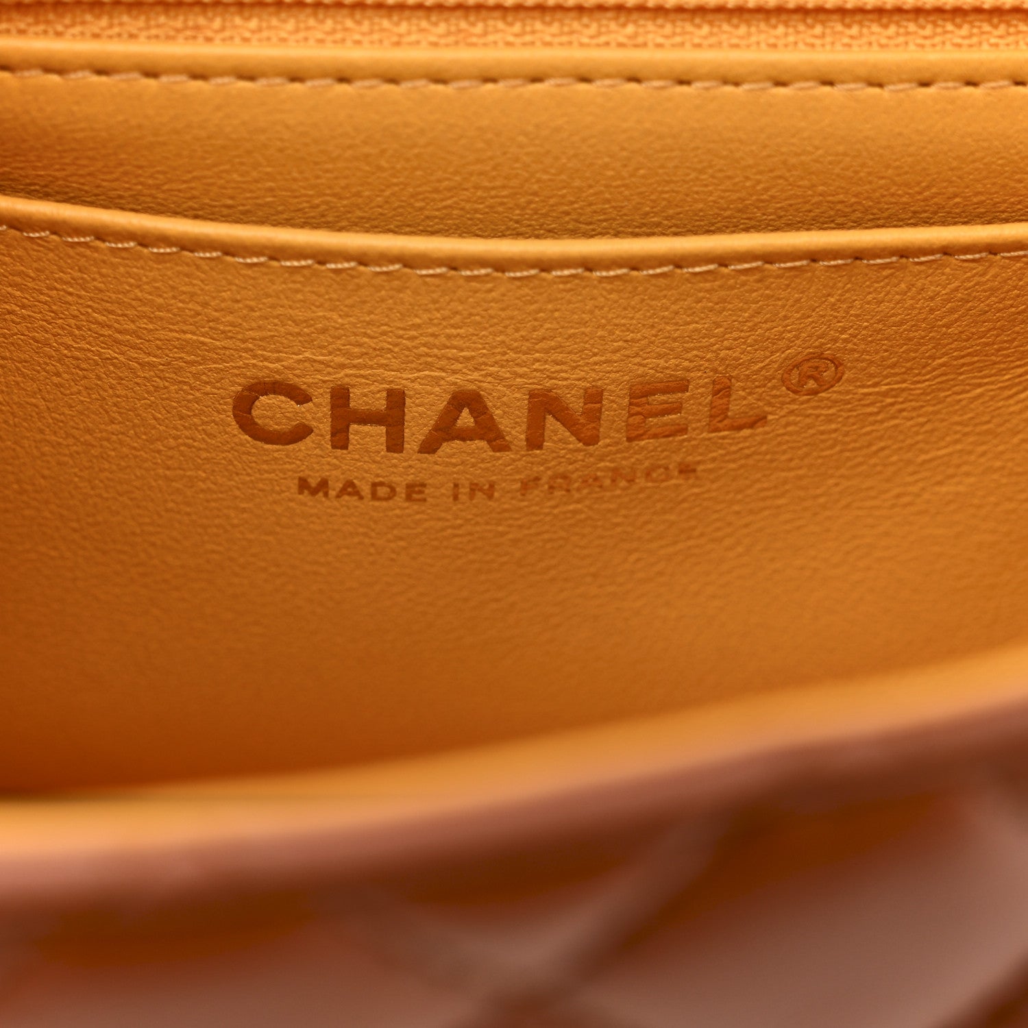Chanel Lambskin Quilted Bi-Color Mini Top Handle Rectangular Flap Light Brown Yellow