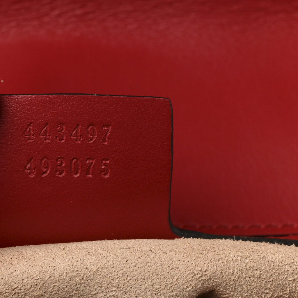 Gucci Calfskin Matelasse Small GG Marmont Shoulder Bag Hibiscus Red