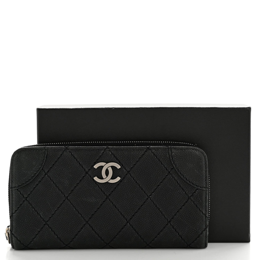 Caviar Quilted Stitched Outdoor Ligne Wallet Black