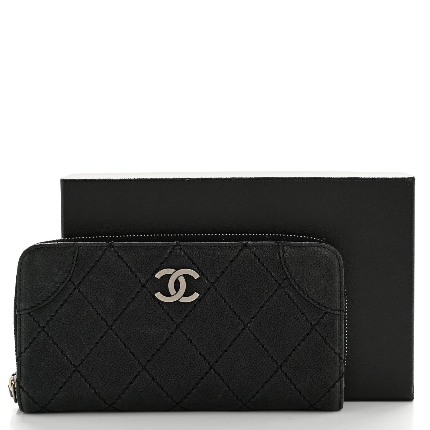 Caviar Quilted Stitched Outdoor Ligne Wallet Black