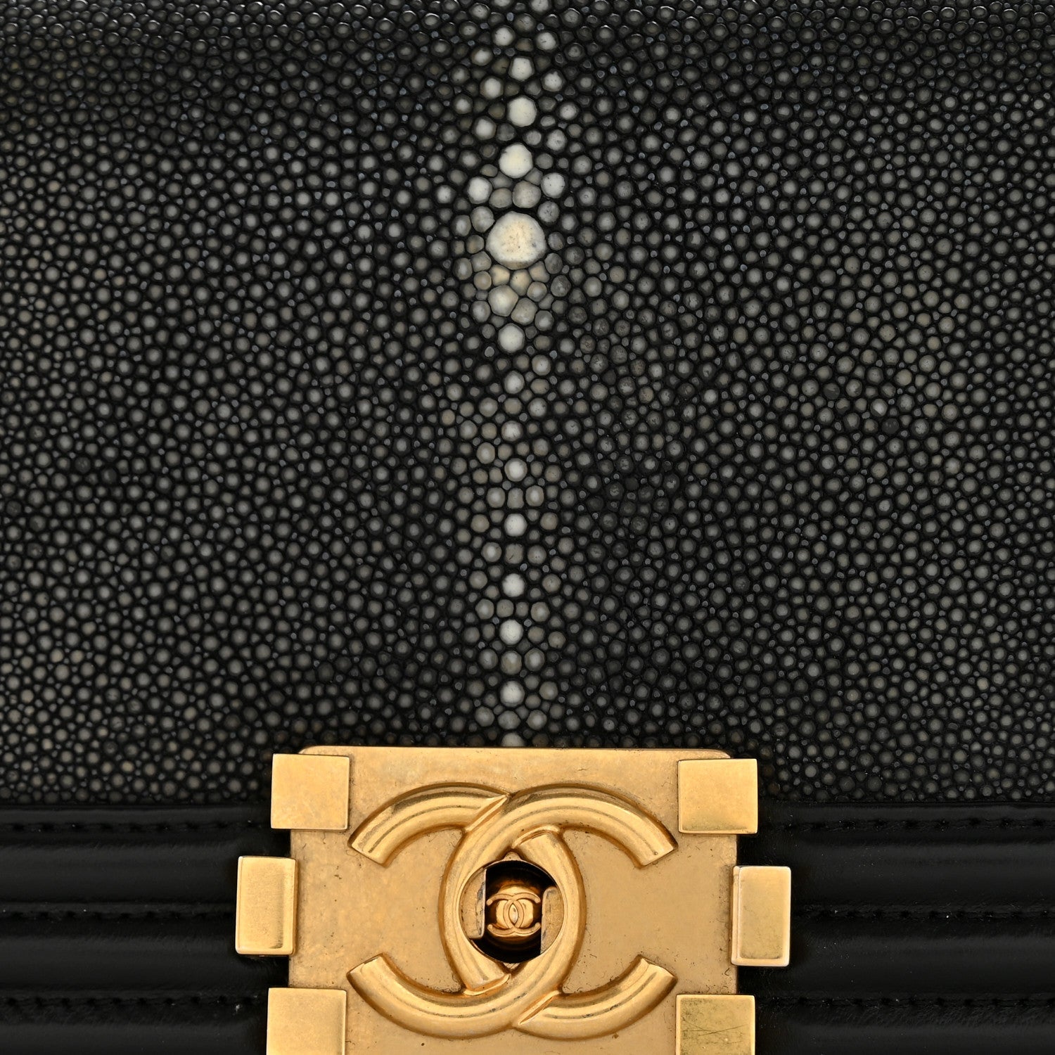 Chanel Galuchat Stingray Small Boy Flap Black