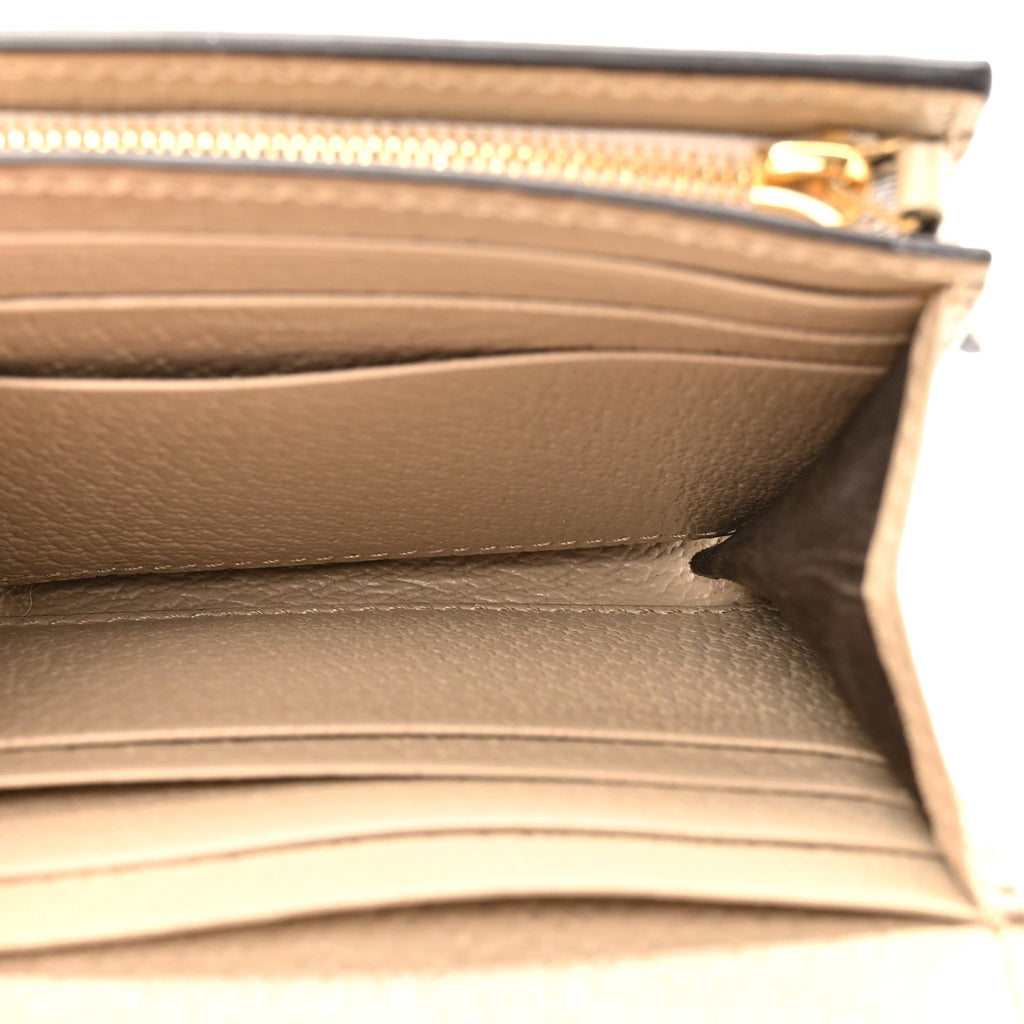 Gucci GG Supreme Monogram Textured Dollar Calfskin Web Ophidia Card Case Wallet Beige Mystic White Oatmeal