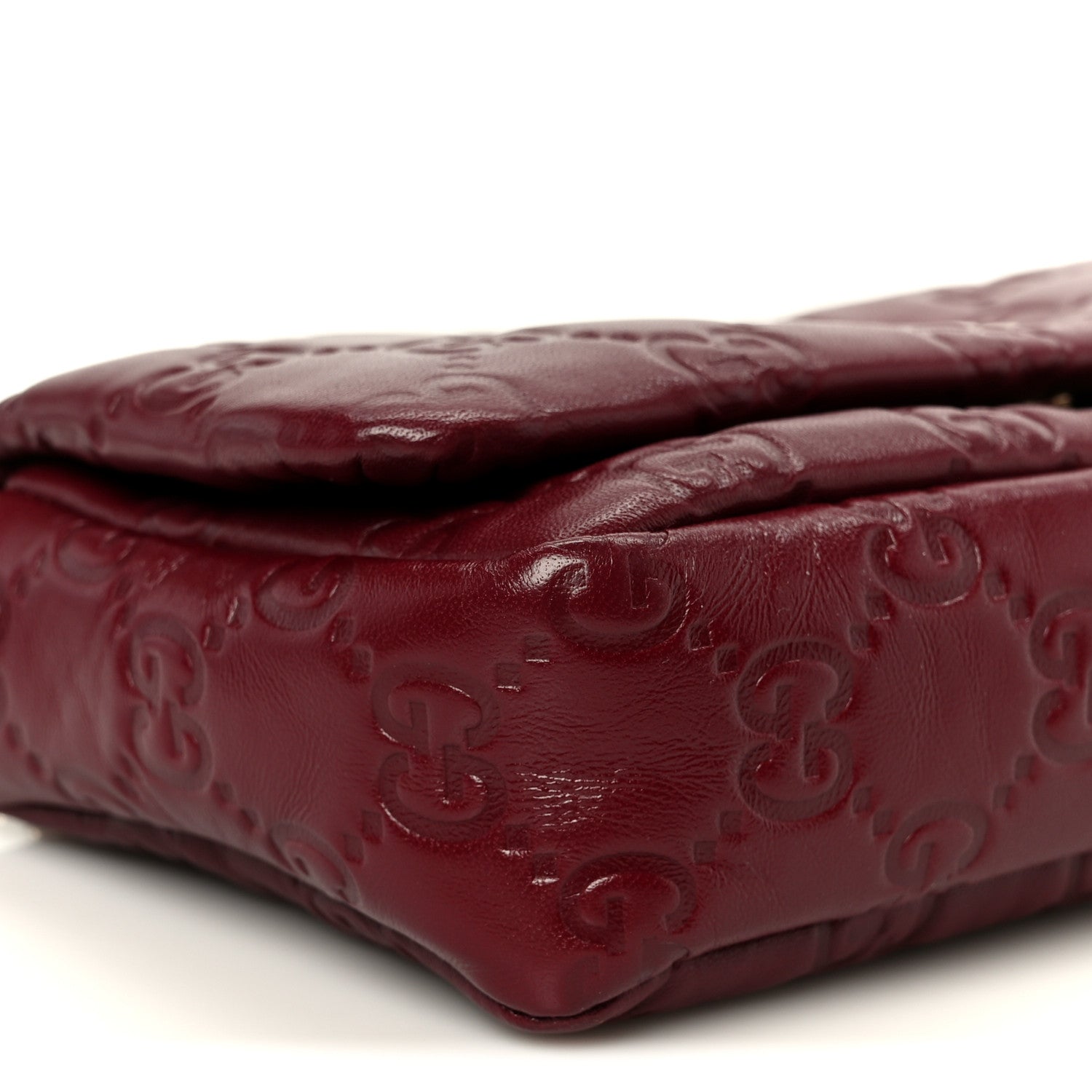 Gucci Lambskin Embossed Mini GG Milano Top Handle Shoulder Bag Rosso Ancora