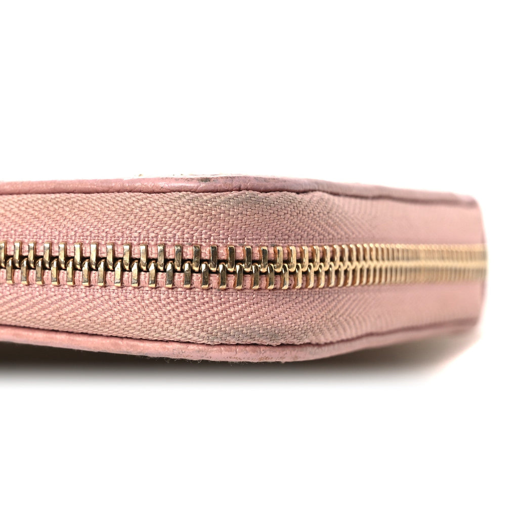 Gucci Monogram Dollar Calfskin Zip Around Wallet Beige Ebony Soft Pink