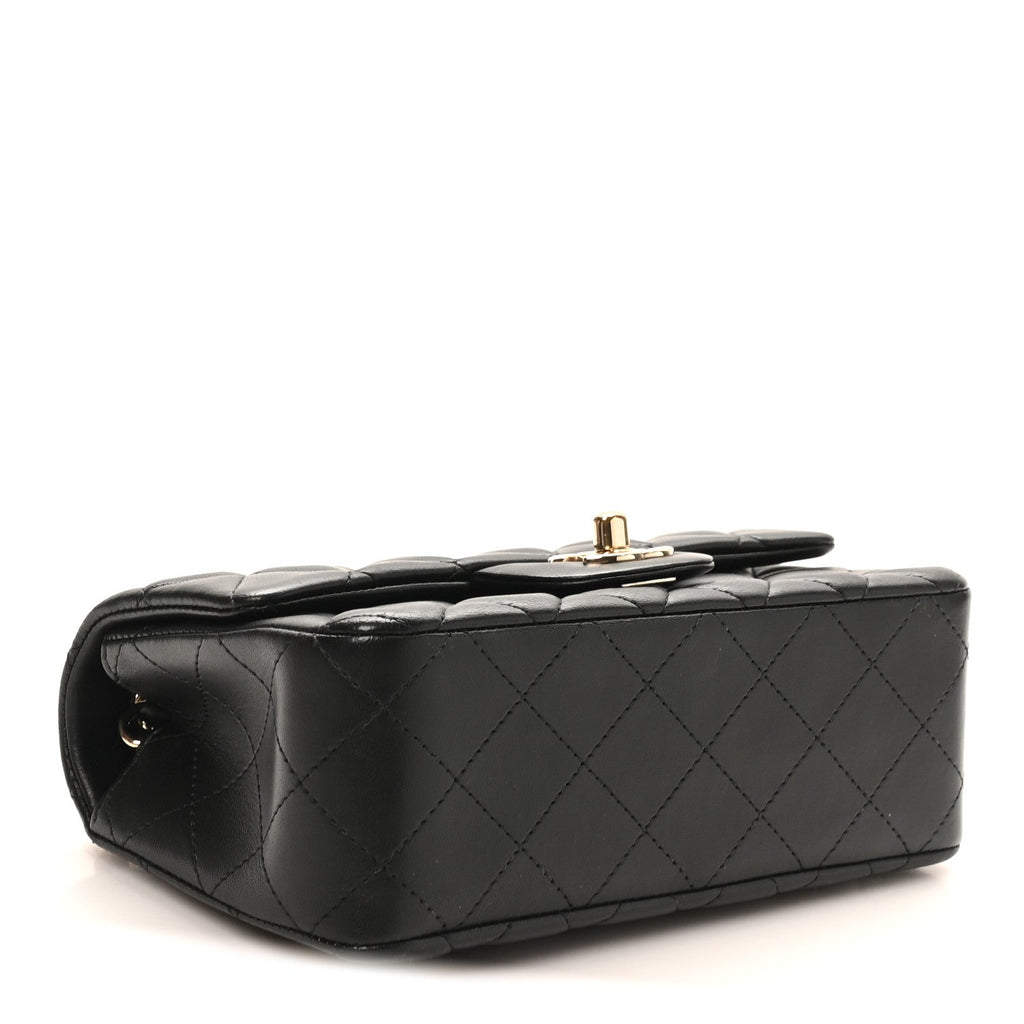 Chanel Lambskin Quilted Mini Rectangular Flap Black
