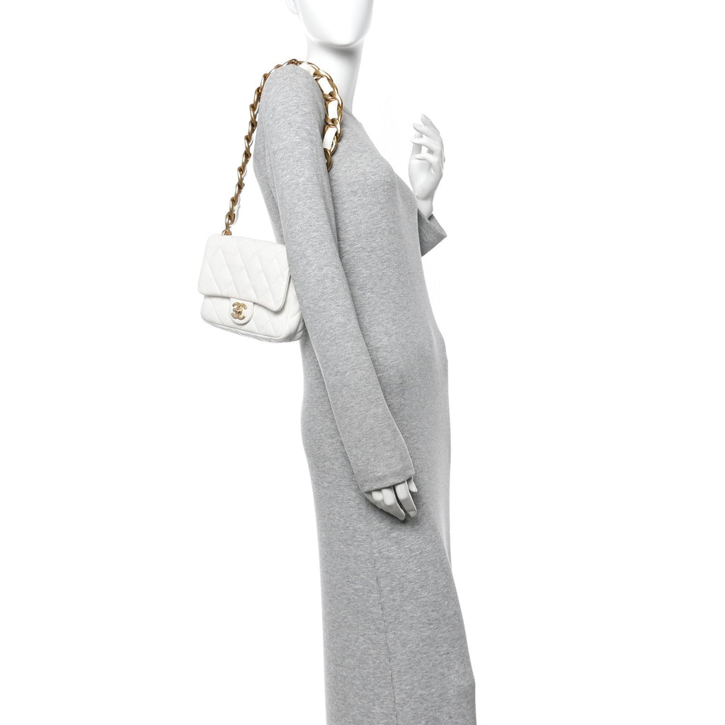 Chanel Lambskin Quilted Small CC Funky Town Flap White
