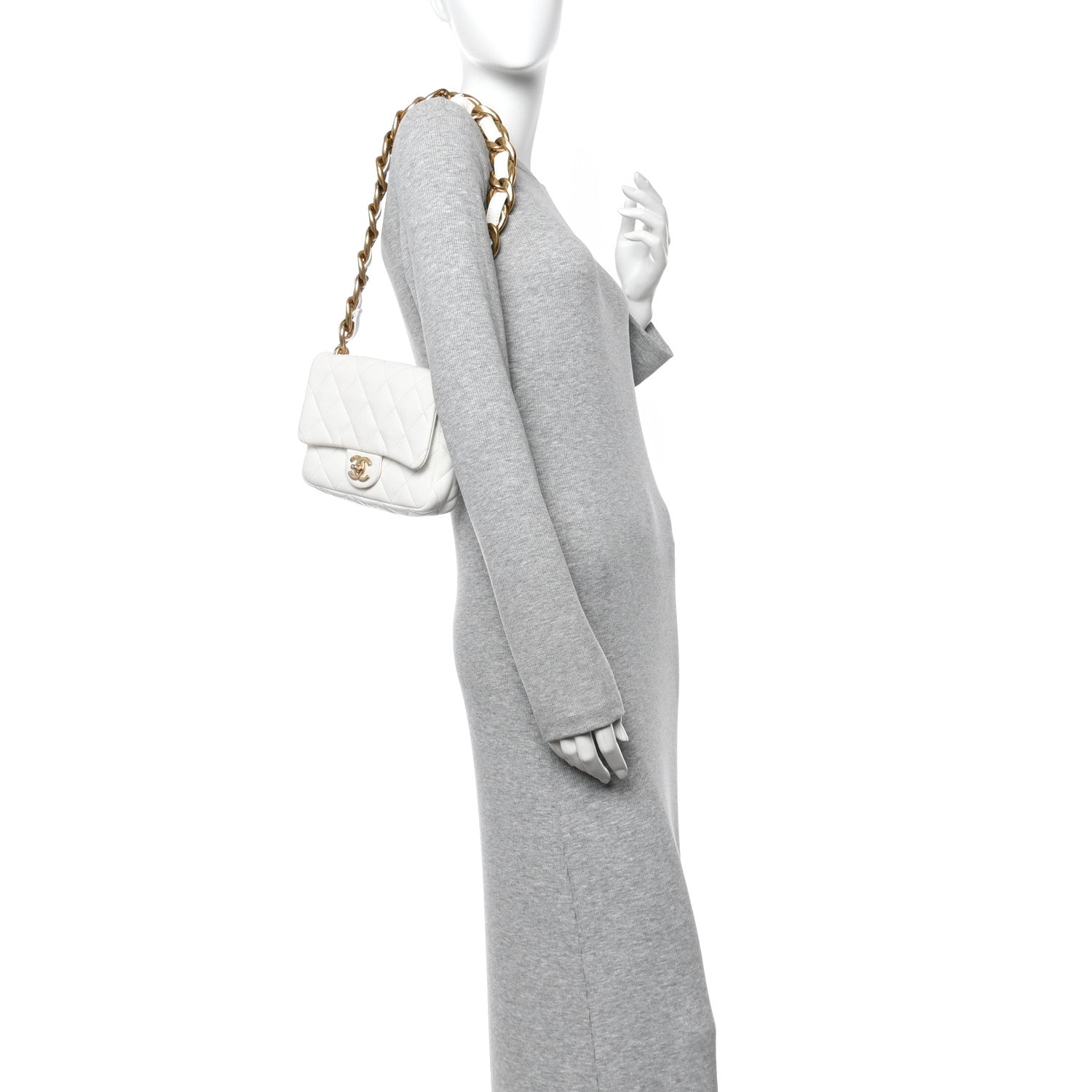 Chanel Lambskin Quilted Small CC Funky Town Flap White