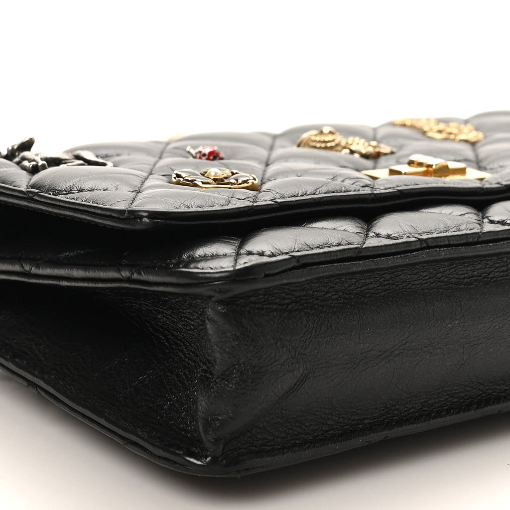 Chanel Aged Calfskin Lucky Charms 2.55 Reissue Wallet on Chain WOC Black