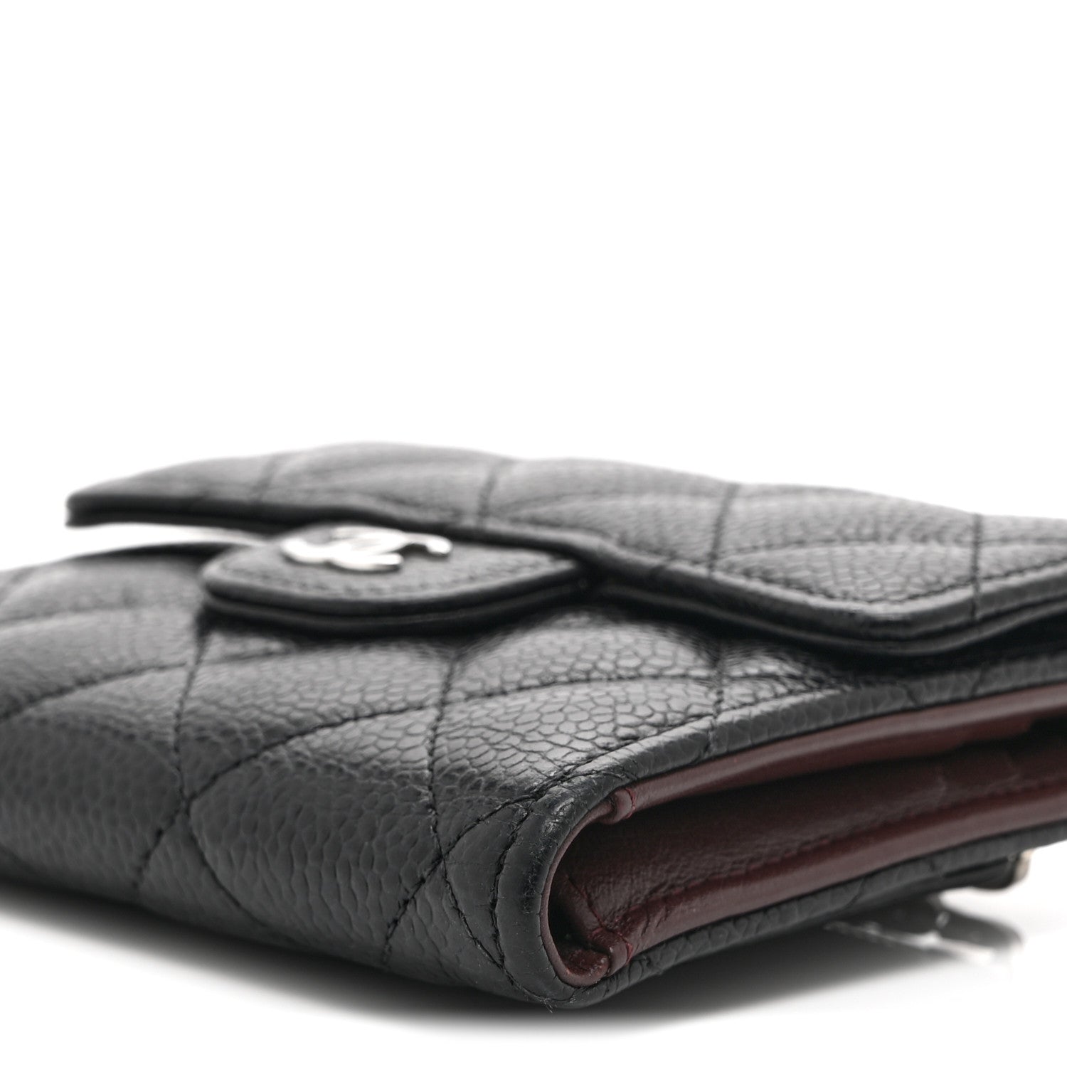 Caviar Quilted Compact Flap Wallet Black