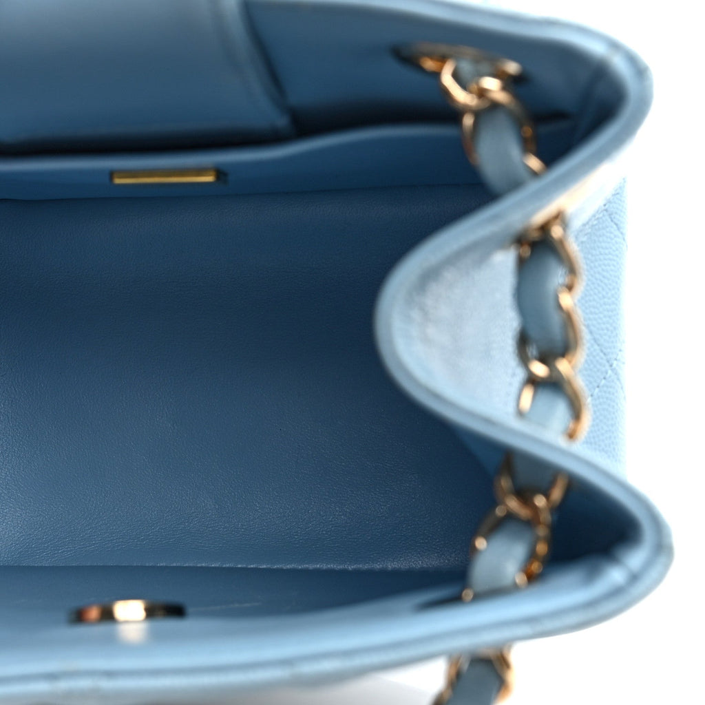 Chanel Caviar Quilted Mini Bucket Bag Blue