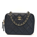 Chanel Lambskin Quilted Small Trendy CC Camera Case With Chain Navy