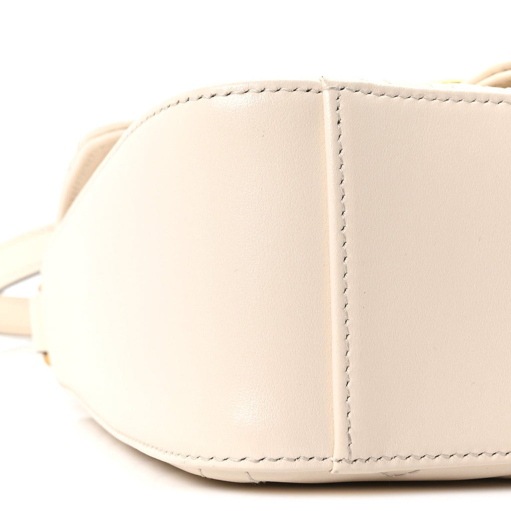 Gucci Calfskin Matelasse Mini GG Marmont Top Handle Shoulder Bag White