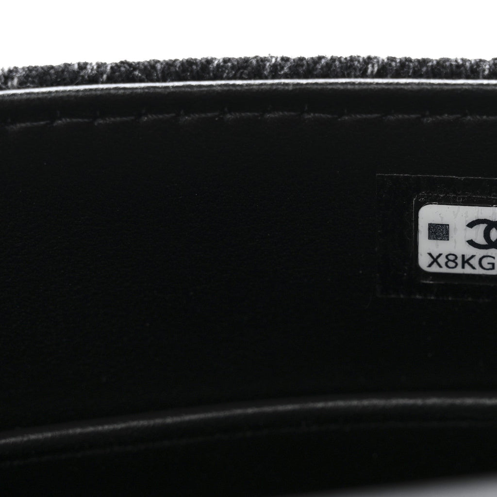 Chanel Washed Denim Quilted Coco Handle Clutch With Chain Black