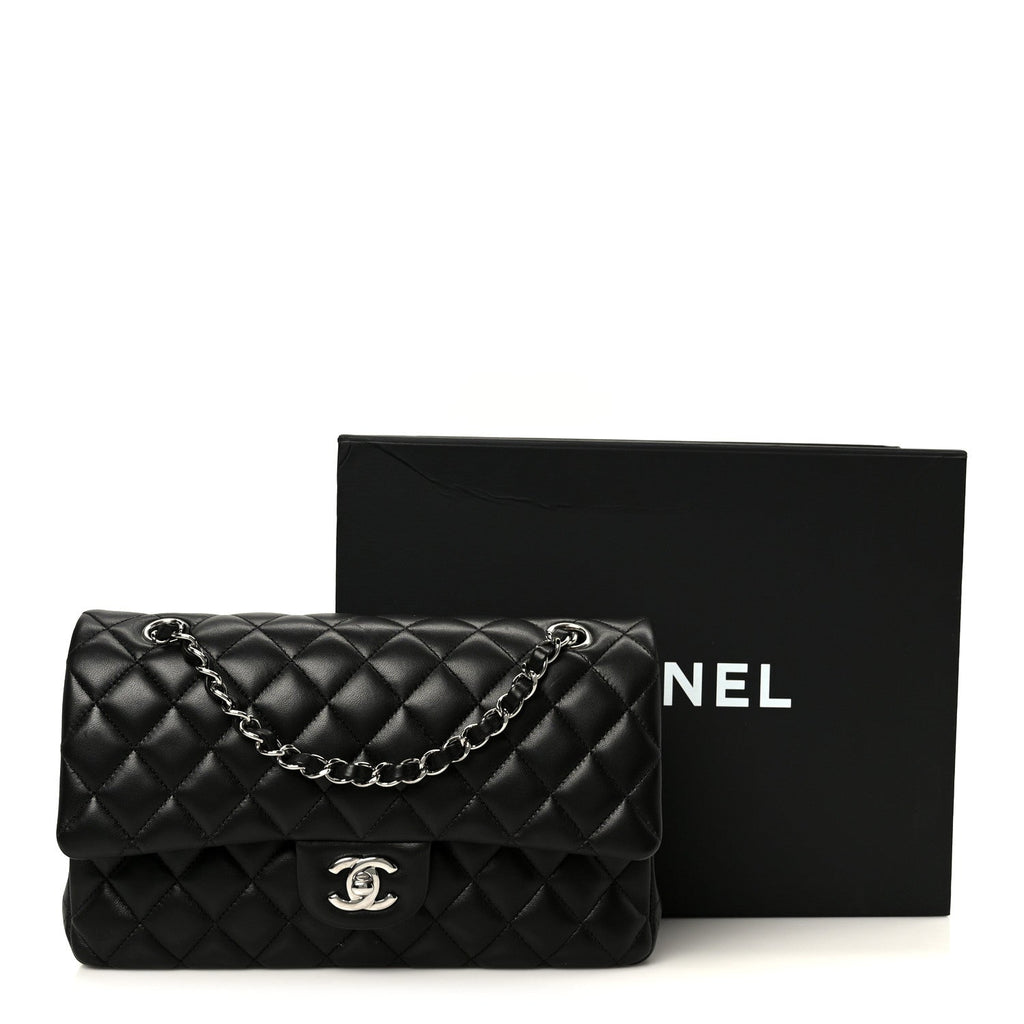 Chanel Lambskin Quilted Medium Double Flap Black