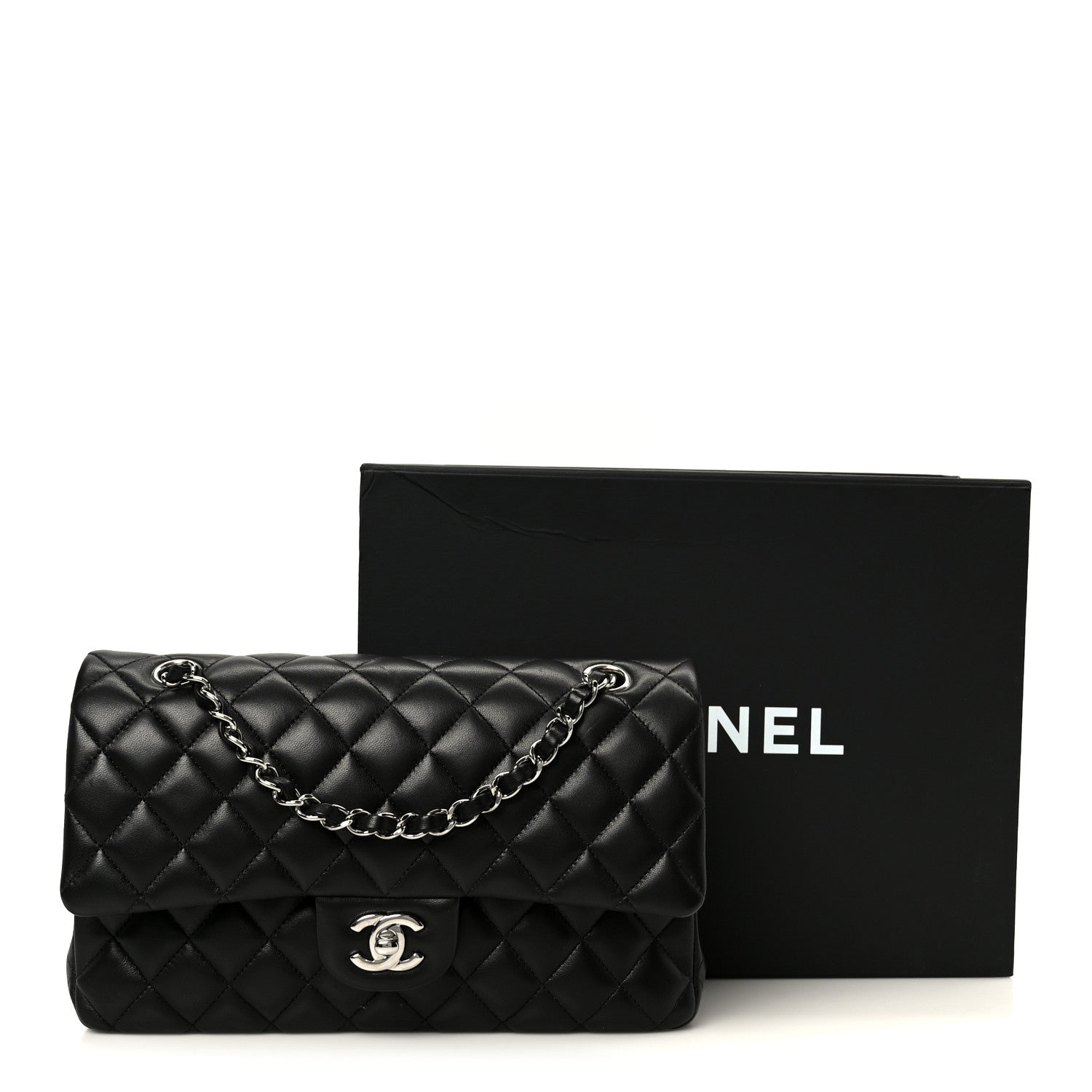 Chanel Lambskin Quilted Medium Double Flap Black