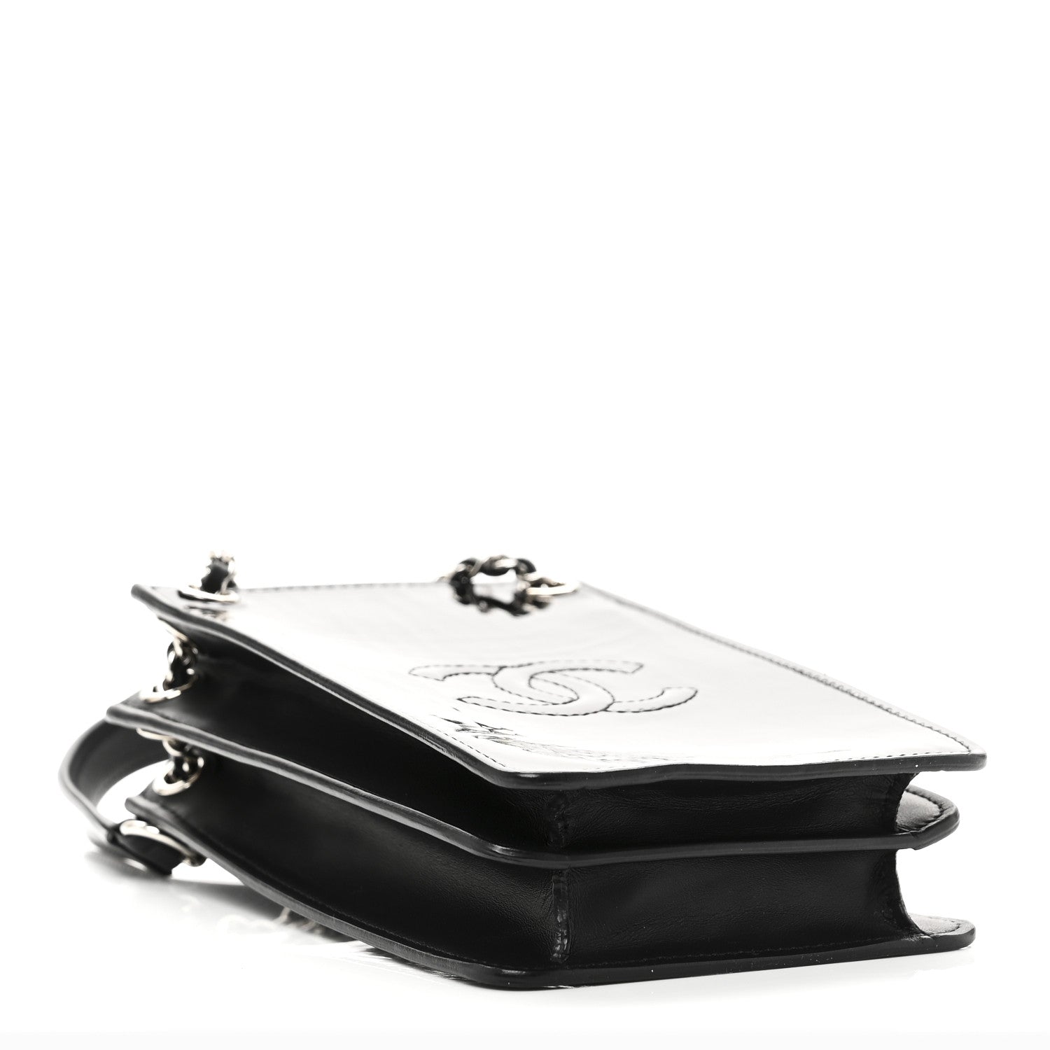 Patent CC Phone Holder Crossbody Black