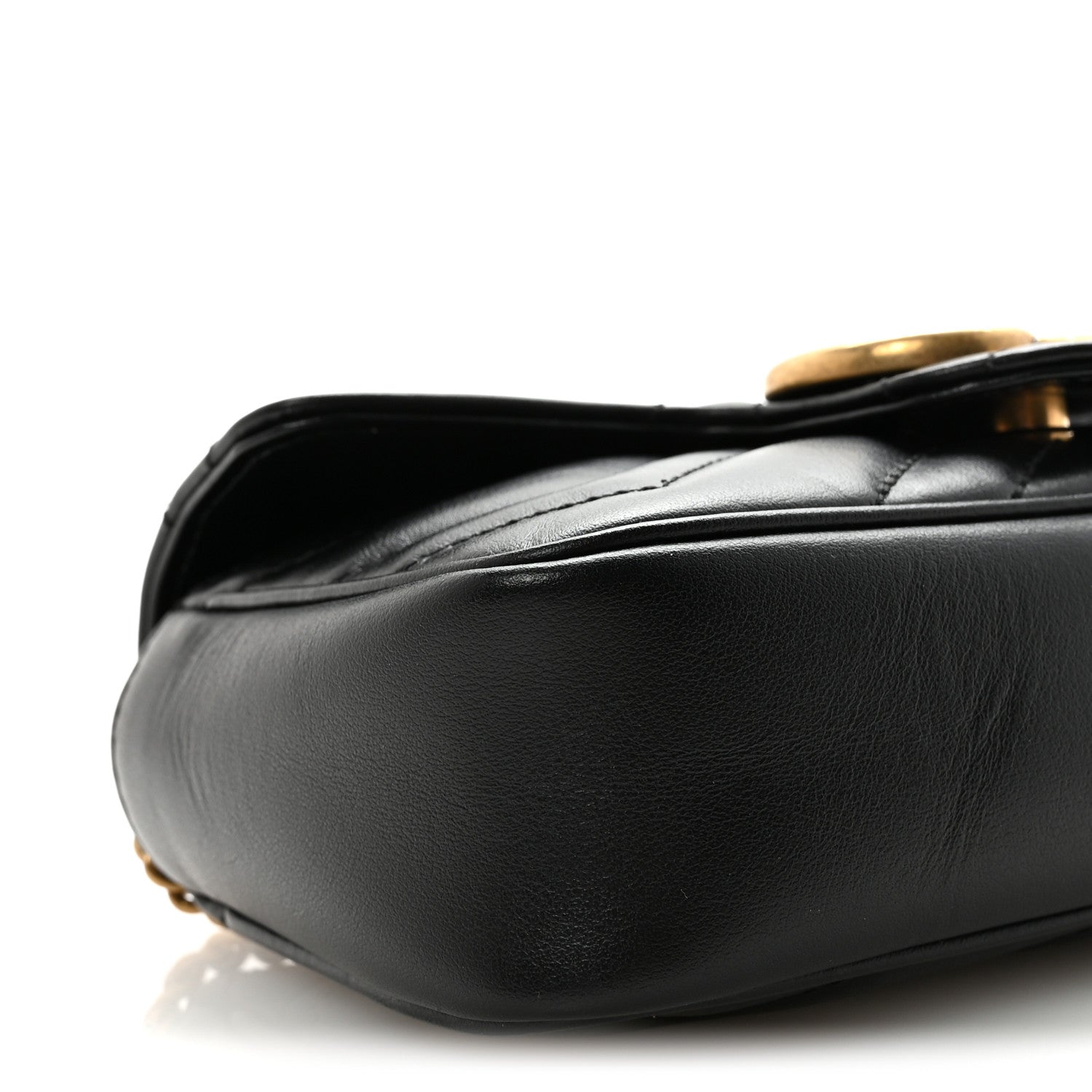 Gucci Calfskin Matelasse Super Mini GG Marmont Shoulder Bag Black