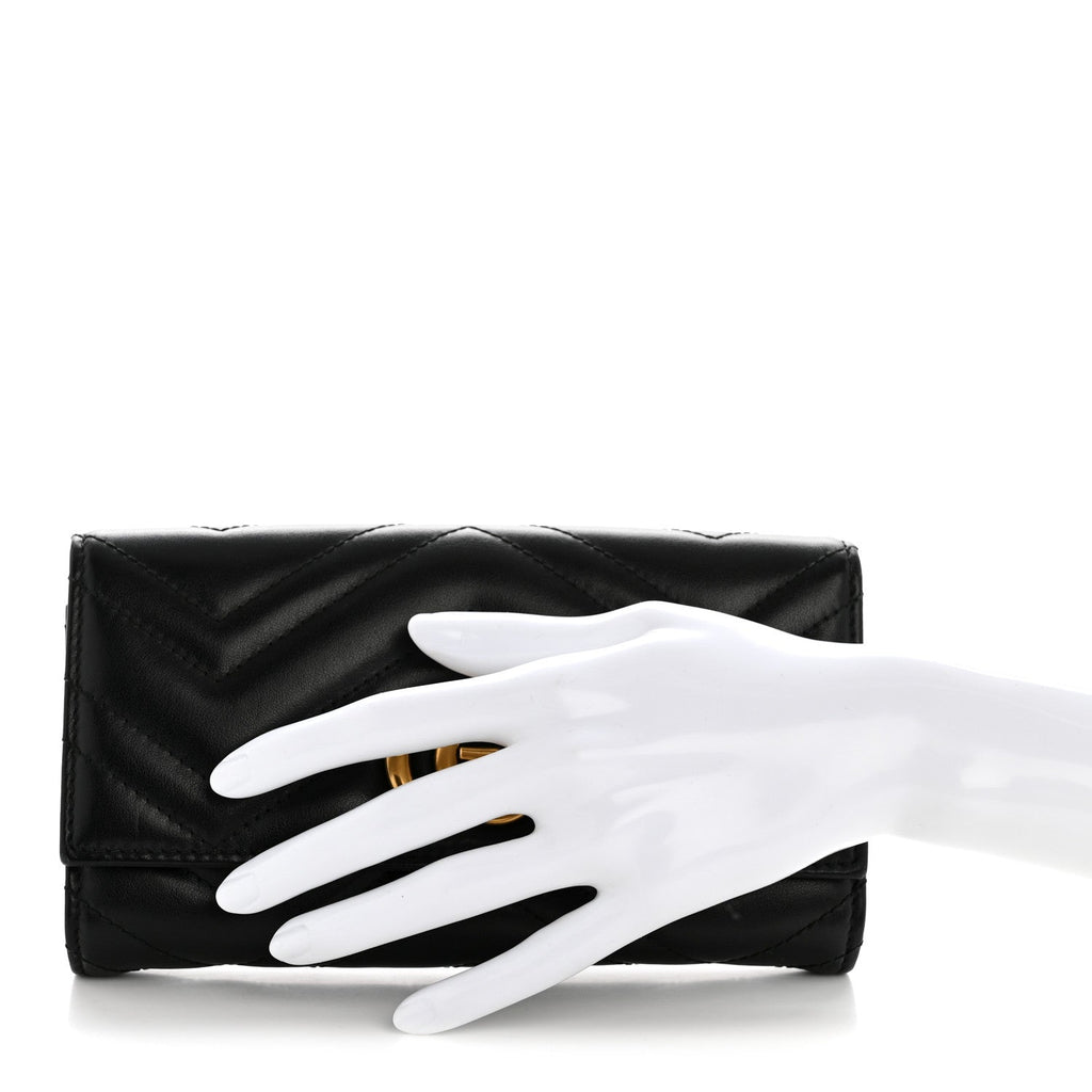 Gucci Calfskin Matelasse GG Marmont Continental Wallet Black