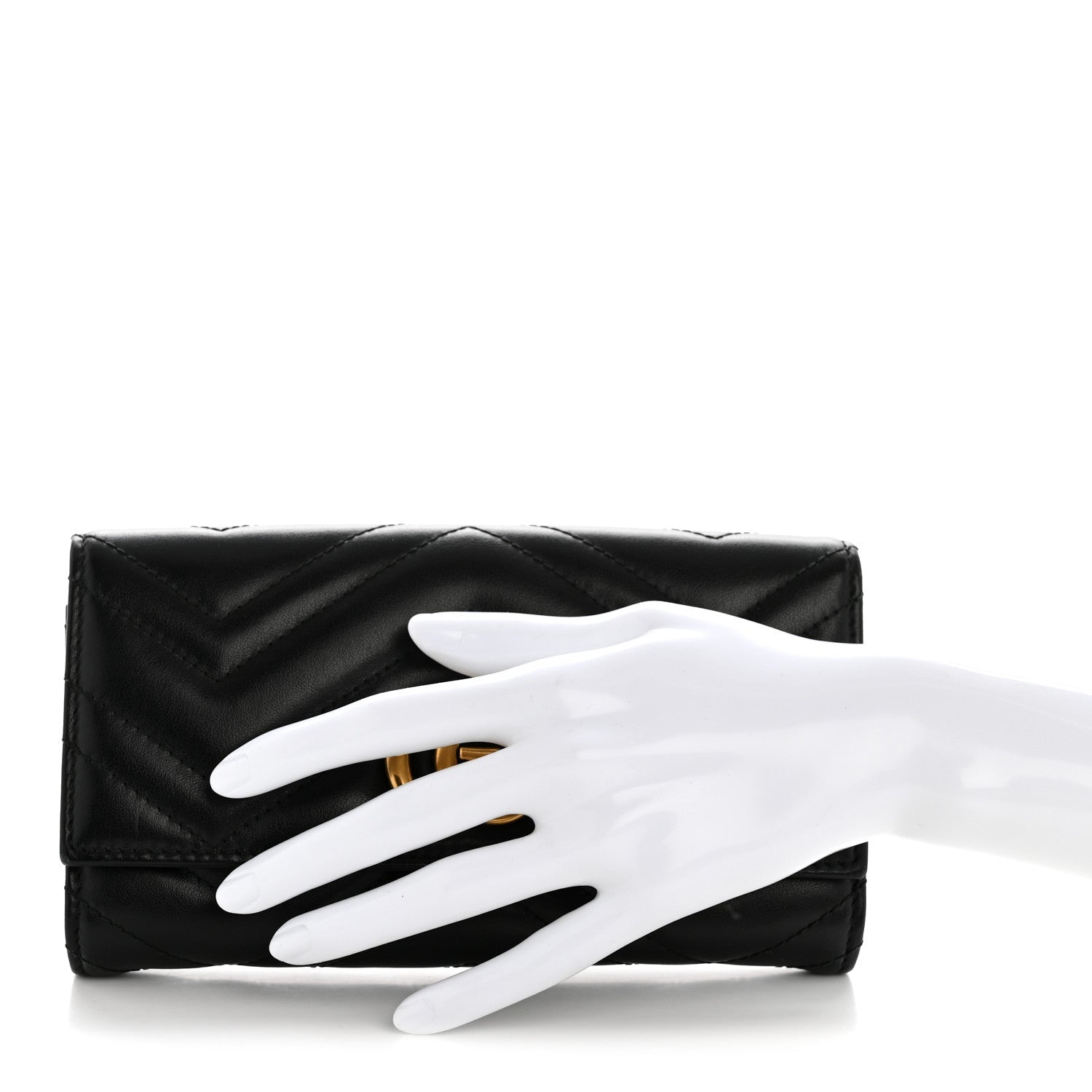 Gucci Calfskin Matelasse GG Marmont Continental Wallet Black