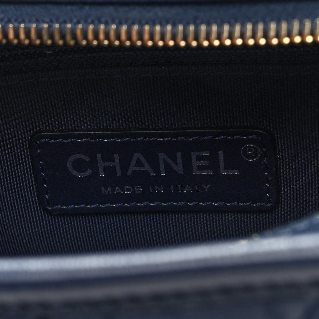 Chanel Aged Calfskin Quilted Small Gabrielle Hobo Navy