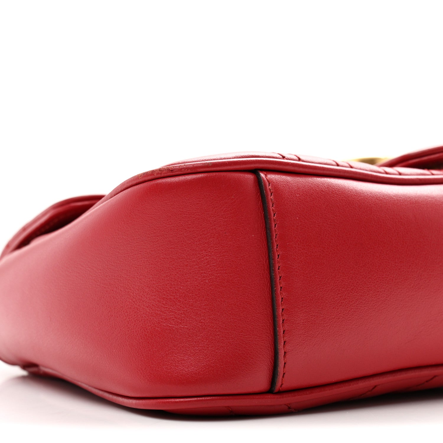 Gucci Calfskin Matelasse Mini GG Marmont Shoulder Bag Hibiscus Red