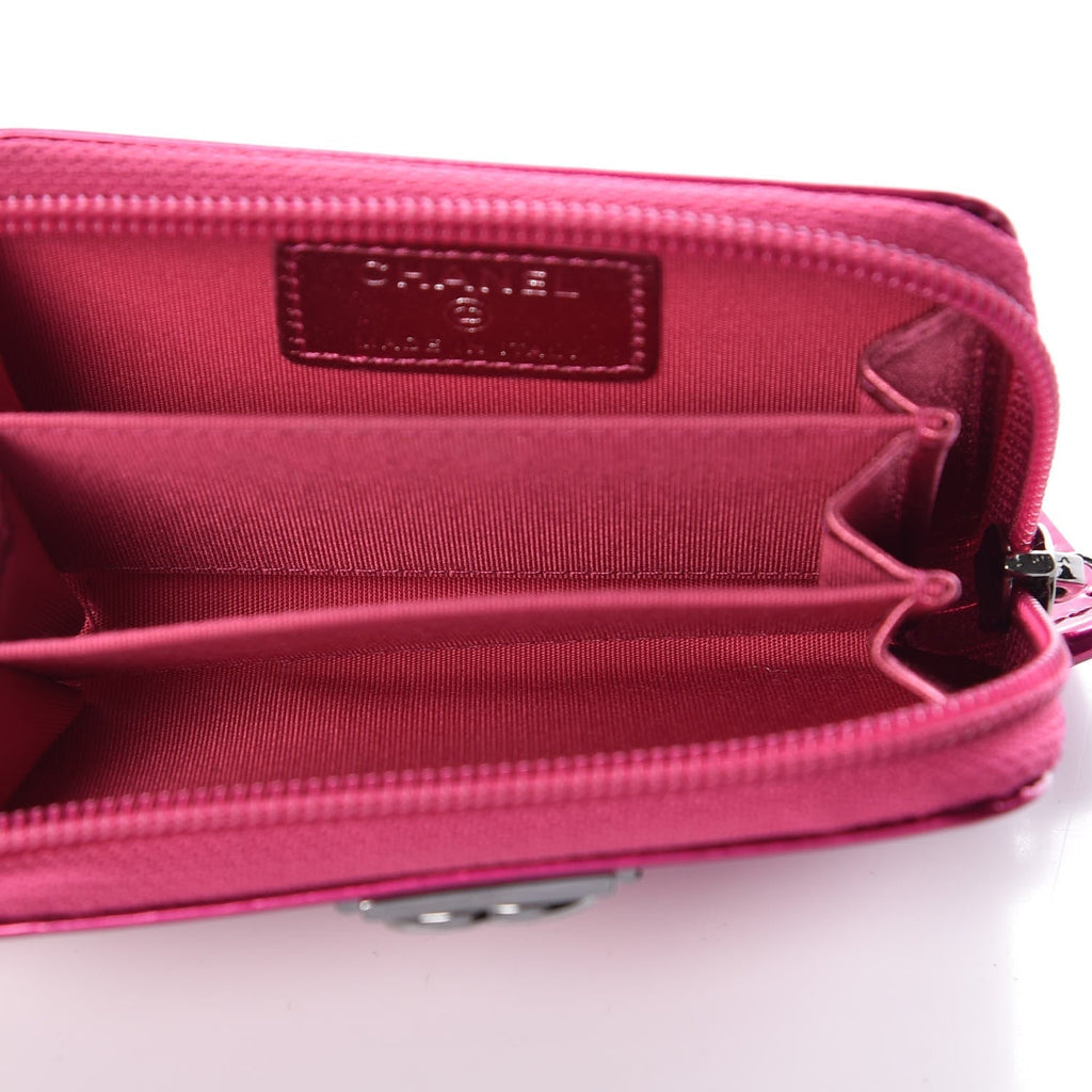 CHANEL QUILTED ZIP AROUND BOY COIN PURSE