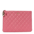Lambskin Quilted Medium Casino Beauty CC Cosmetic Case Fuchsia