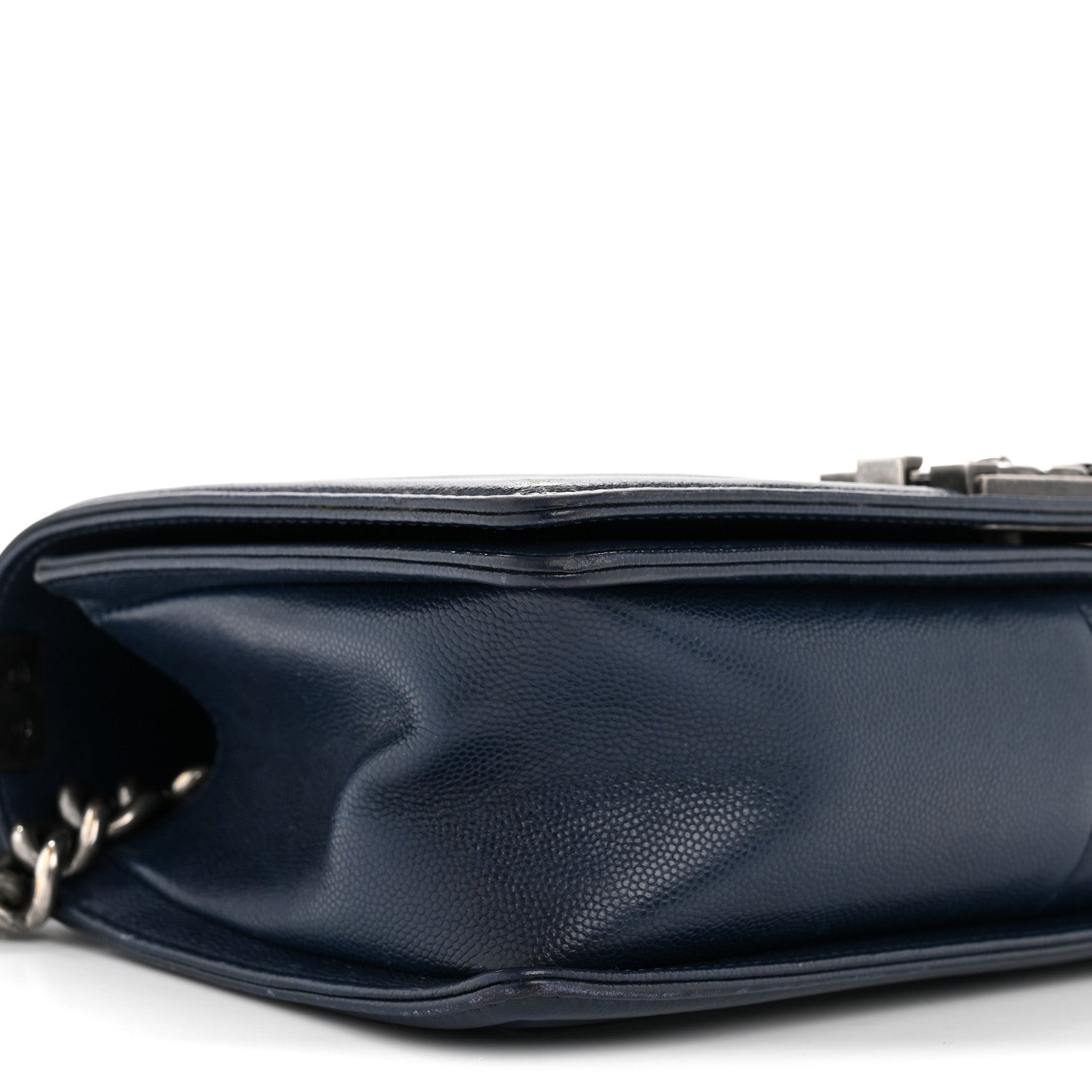 Chanel Caviar Chevron Quilted Medium Boy Flap Navy