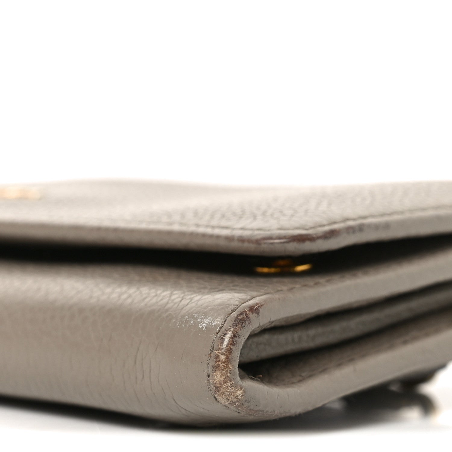Prada Vitello Daino Metal Continental Flap Wallet Argilla