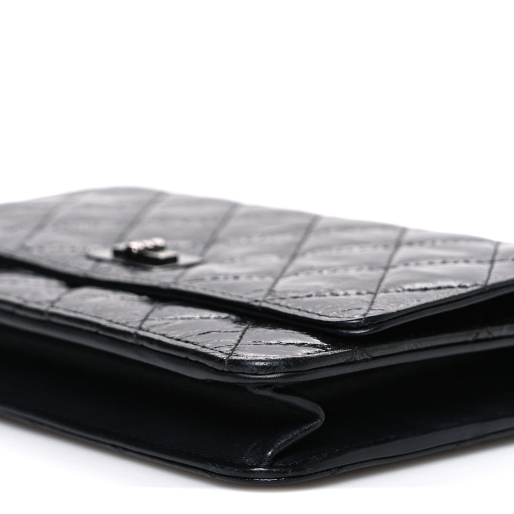 Chanel Glazed Aged Calfskin Reissue Wallet On Chain WOC So Black