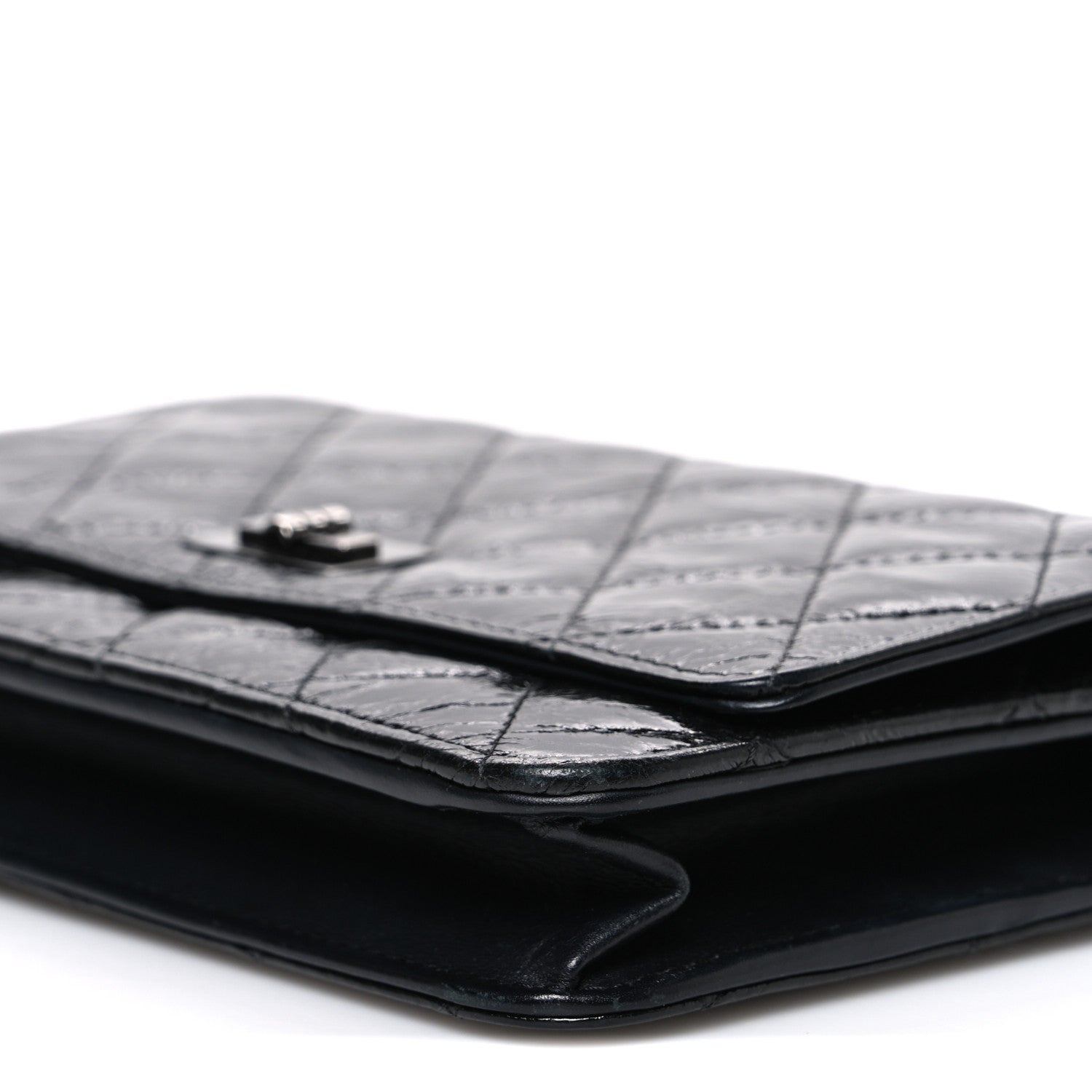 Chanel Glazed Aged Calfskin Reissue Wallet On Chain WOC So Black