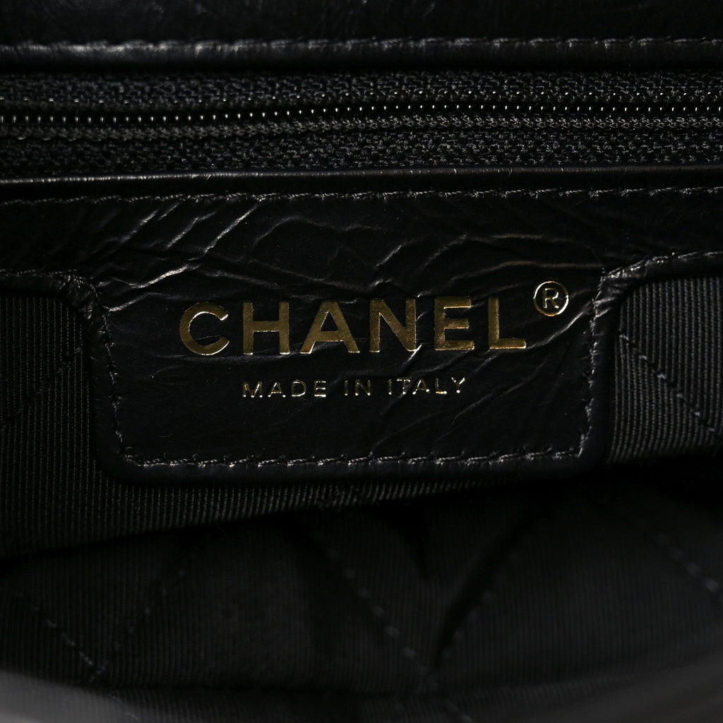 Chanel Crumbled Calfskin Embossed Flap Black