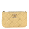 Caviar Quilted Studded CC Small Pouch Yellow