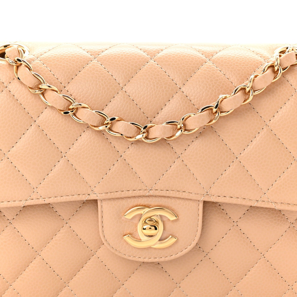 Chanel Caviar Quilted Small Double Flap Beige