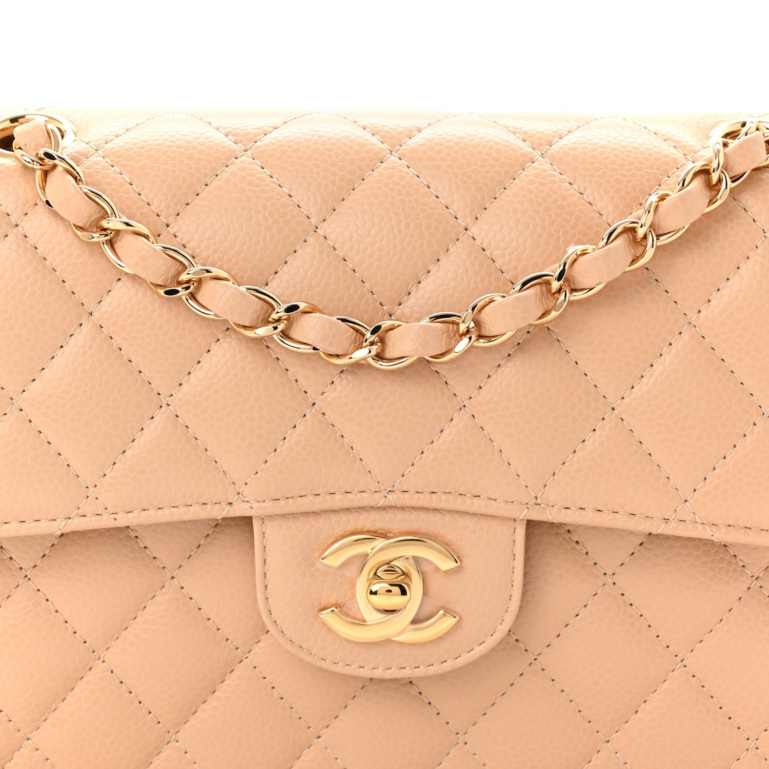 Chanel Caviar Quilted Small Double Flap Beige