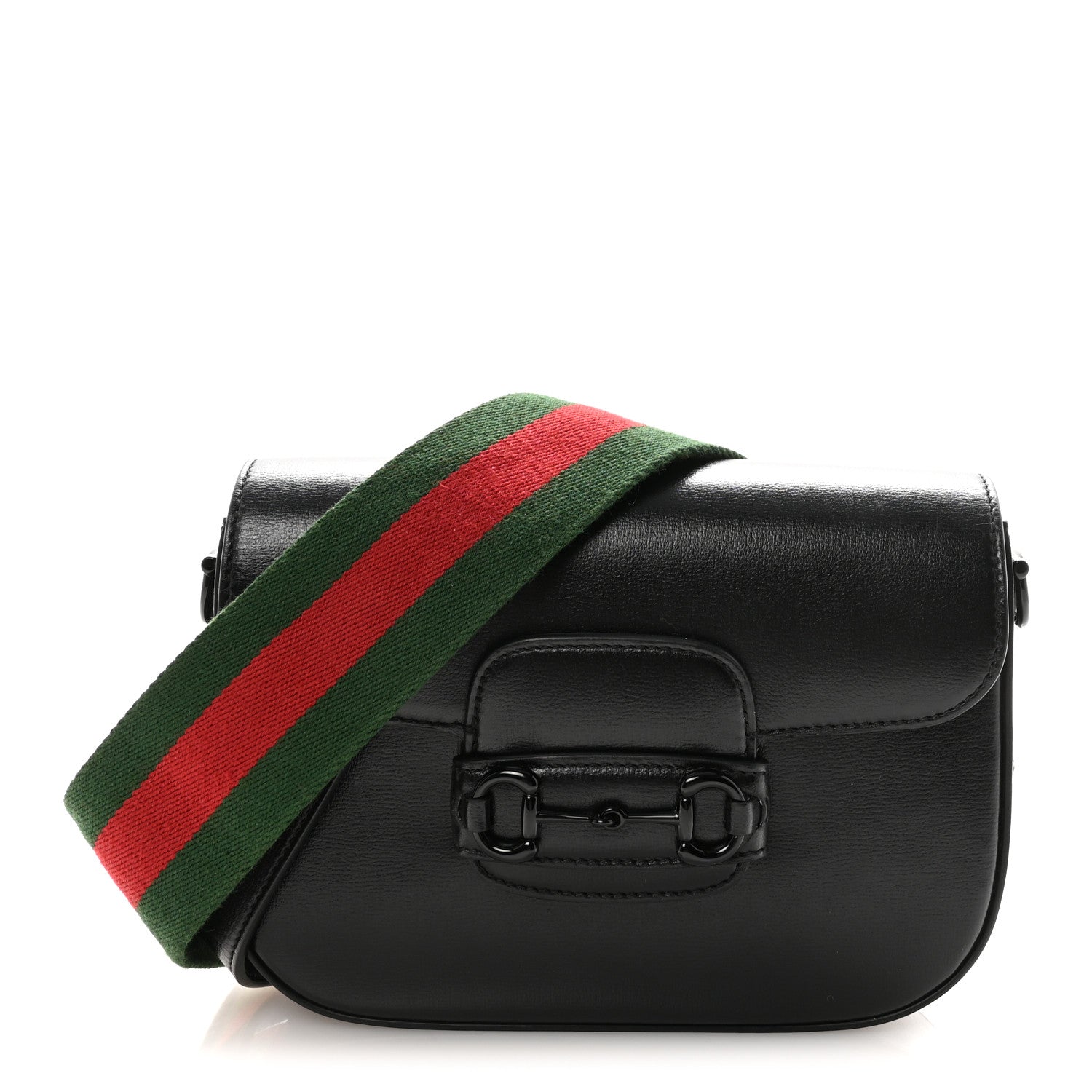 Gucci Azalea Calfskin Web Monochrome Small Horsebit 1955 Shoulder Bag Black