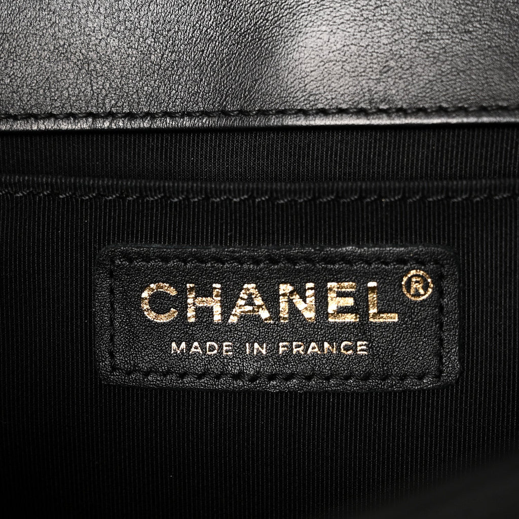 Chanel Lambskin Chevron Quilted Medium Boy Flap Black