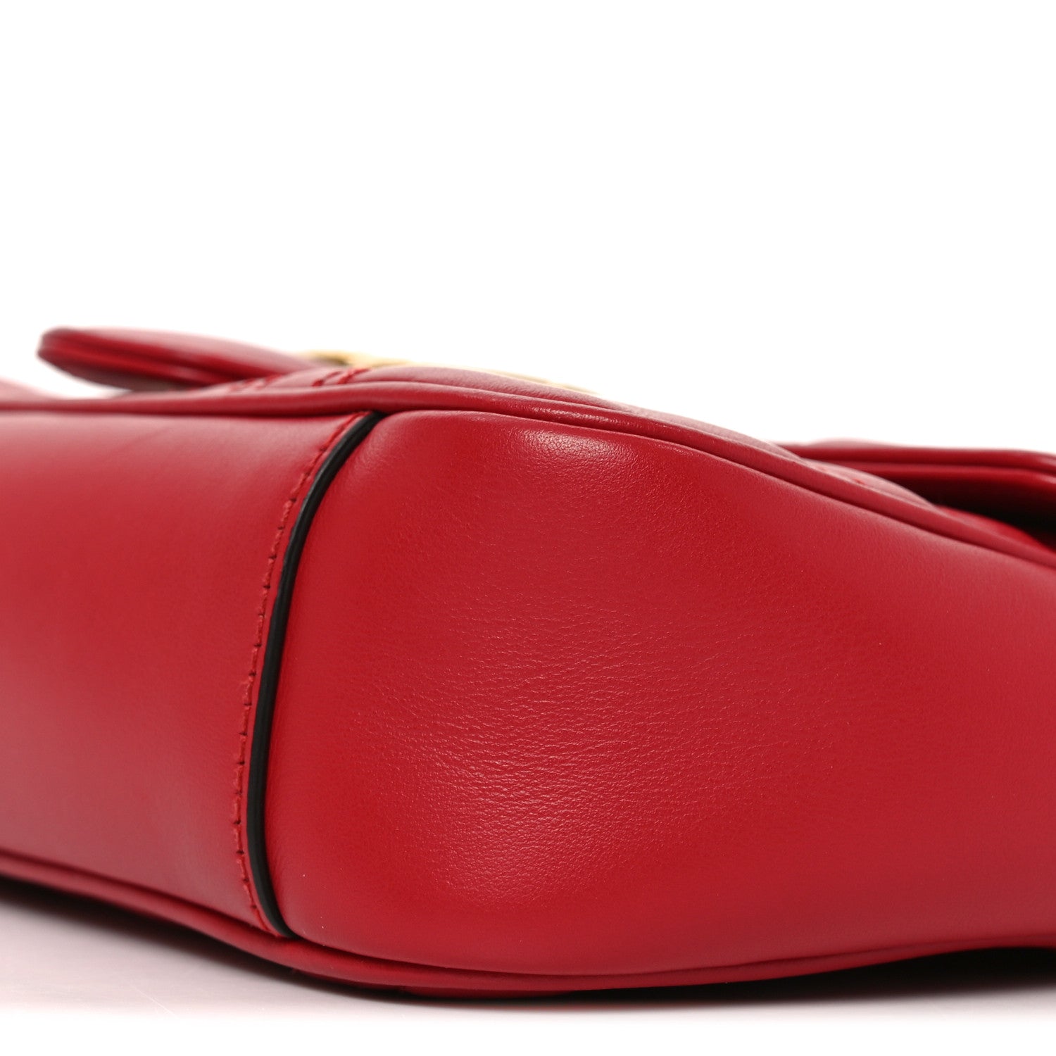 Gucci Calfskin Matelasse Small GG Marmont Shoulder Bag Hibiscus Red