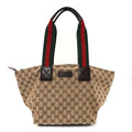 Gucci GG Monogram Medium Web Handle Bucket Tote Dark Brown